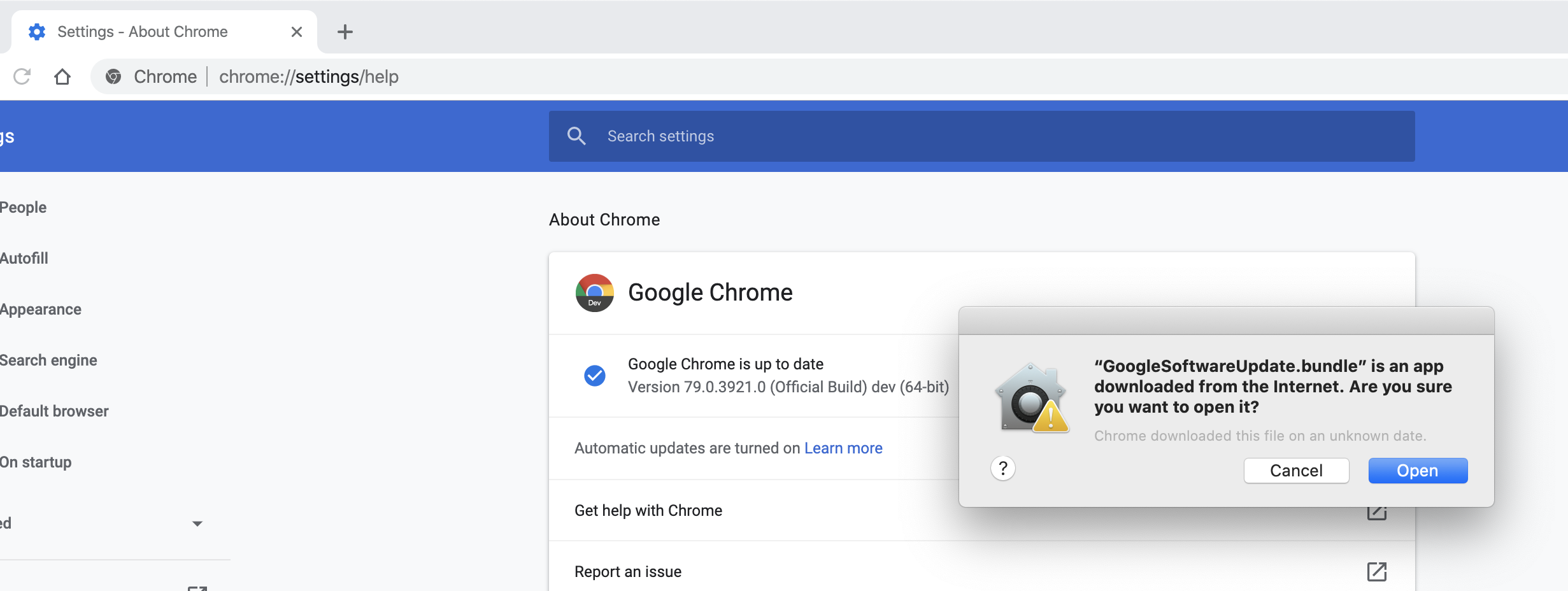 google chrome for mac set default page